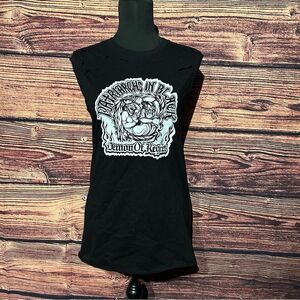 Patriarchs in Black Women's Large Black Customized Top Shirt Blouse Open Back